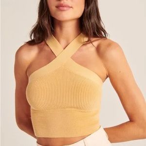 Abercrombie & Fitch Yellow Ottoman Rib Twist Tank Top XS